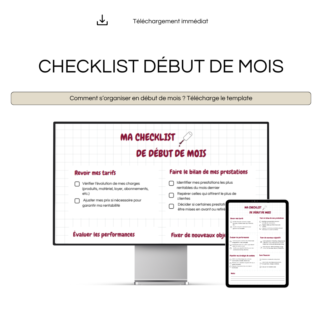 Checklist début de mois gratuite